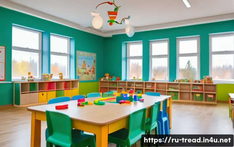 독서지도사 교육 프로그램 설계 - A cozy classroom scene in a modern Russian elementary school, featuring a diverse group of young chi...