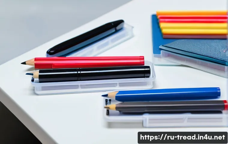 독서지도사 실기시험 준비물 - A neatly organized exam desk featuring various writing supplies: multiple reliable pens in different...