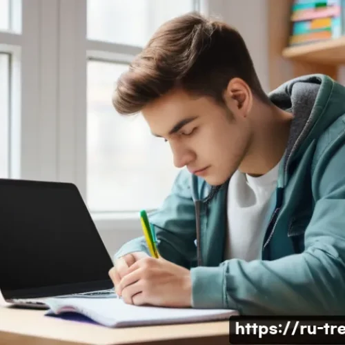 Home 31 독서지도사 시험 합격 꿀팁 - A cozy study room scene featuring a young adult student sitting at a wooden desk with a laptop, note...